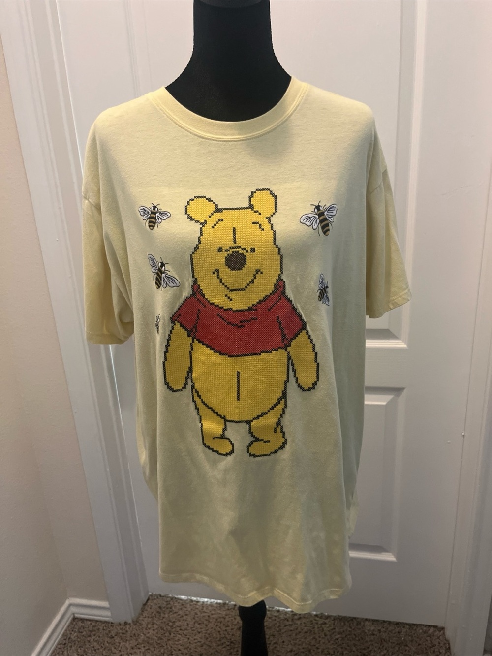 Disney Winnie The Pooh Cross Stitch Details Tee Size Extra Large Vintage Style